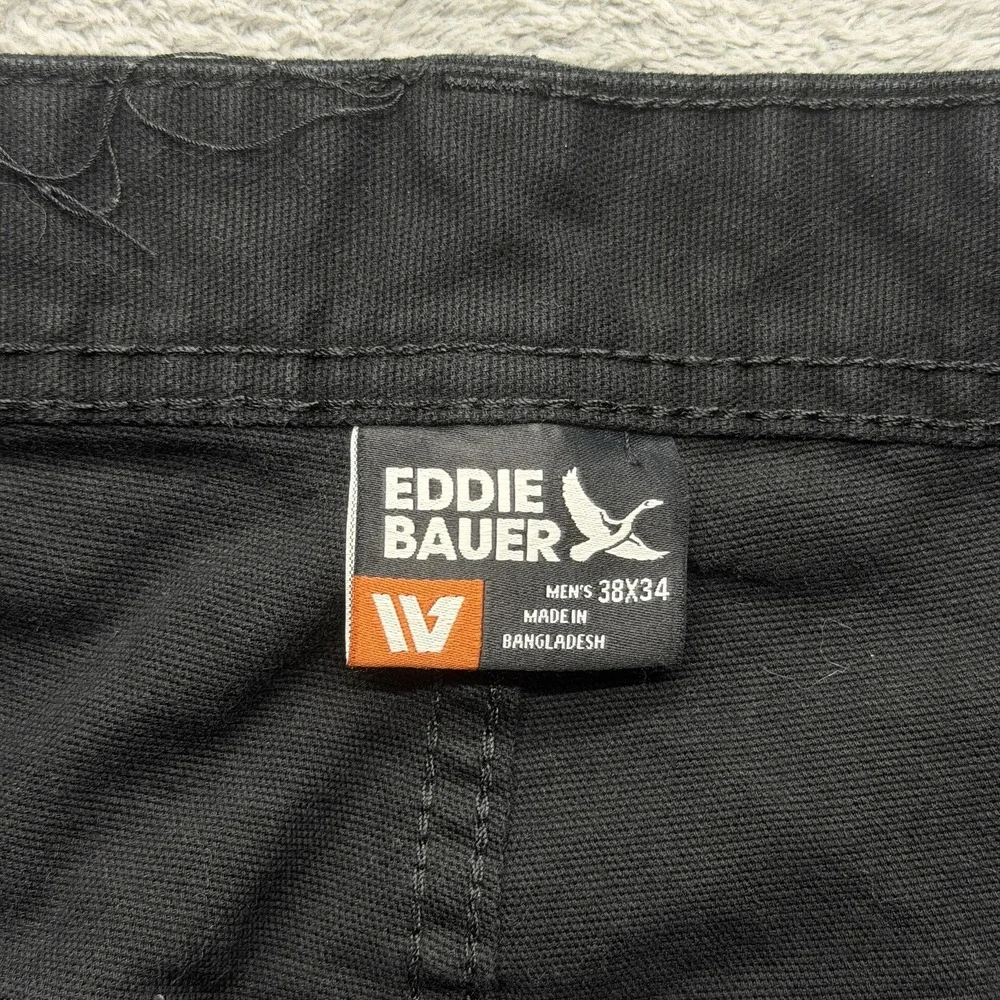 Eddie Bauer Pants Mens Measured 38x32 Black Cargo Canvas Utility Pant Stretch